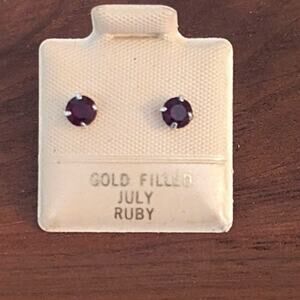 Ruby Crystal Gold Filled Post Earrings